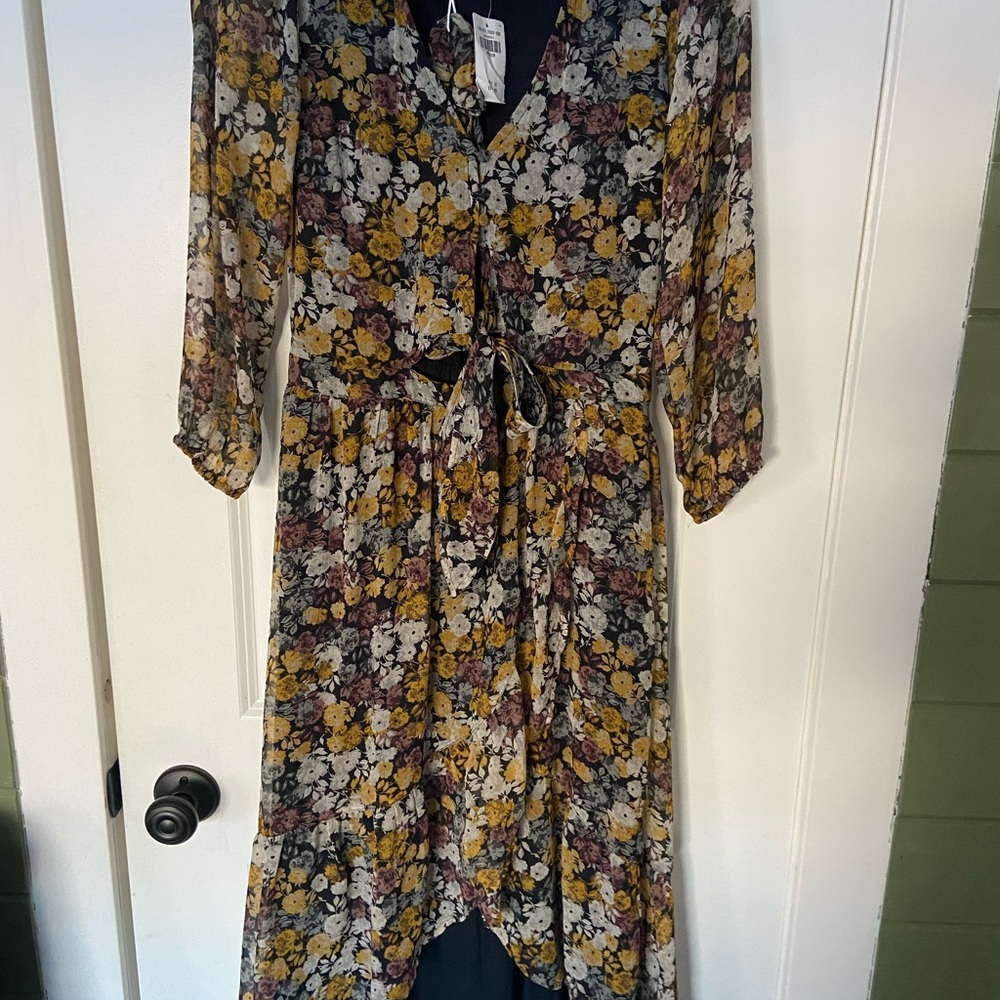 Abercrombie & Fitch Yellow and White Floral Midi Dress